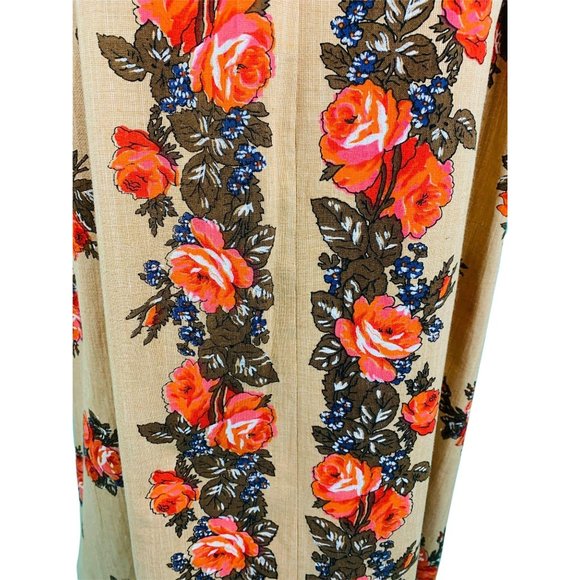 Vintage 70s Maxi Dress Womens Small Floral Rose Print V-neck Lanzillotti Boho - Picture 7 of 9